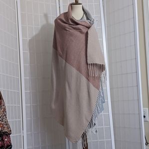 Vintage Colorblock Oversized Blancket Fringe Scarf